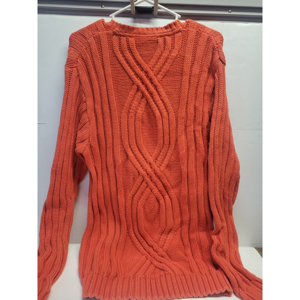 Harley Davidson Orange Cable Knit Sweater Men's Small Cotton - Picture 4 of 11